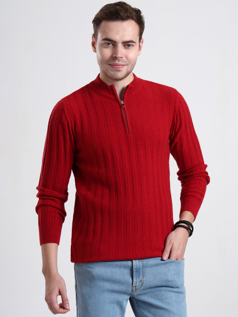 Burgundy Hearth Quarter-Zip Sweater