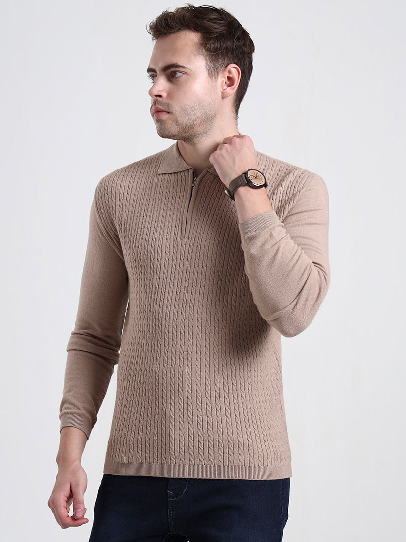 Sandstone Quarter-Zip Knit Polo
