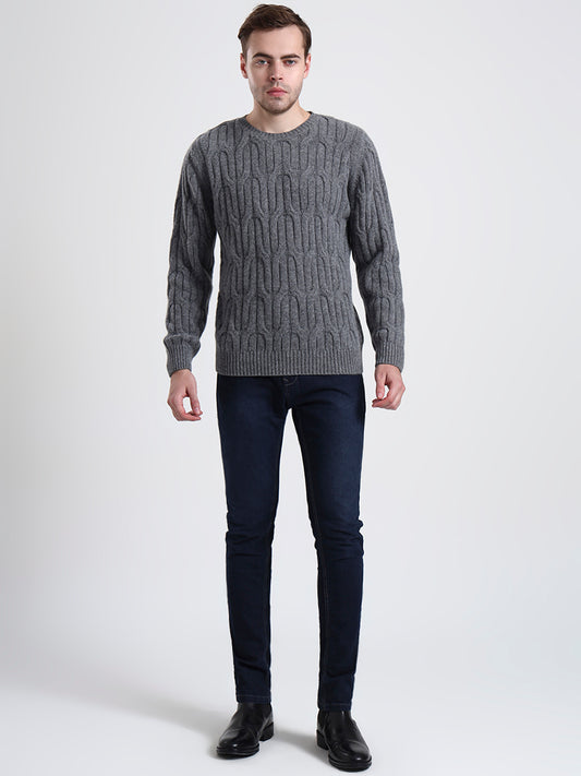 Silver Heather Cable Sweater