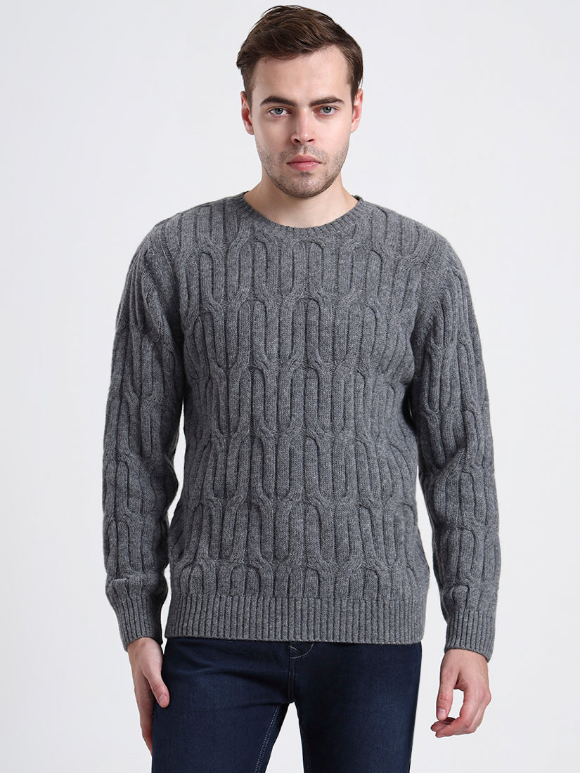 Silver Heather Cable Sweater