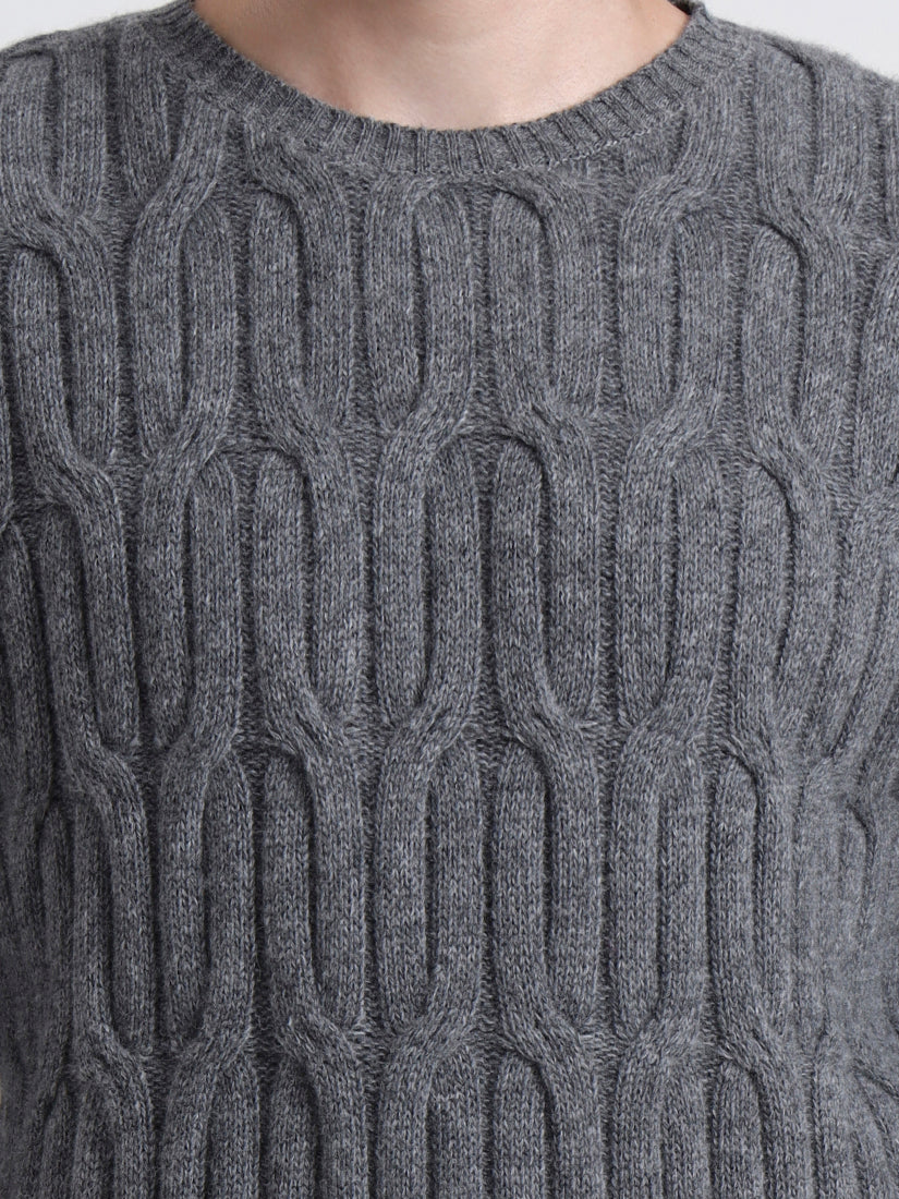 Silver Heather Cable Sweater