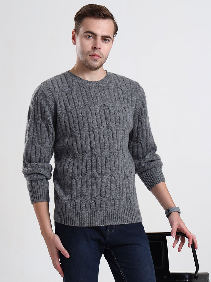 Silver Heather Cable Sweater