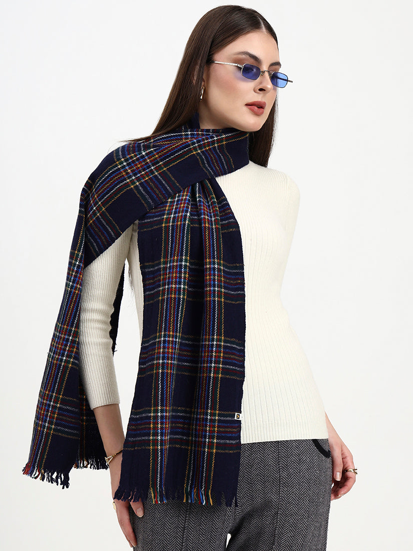 Winter Navy Multi-Check Scarf