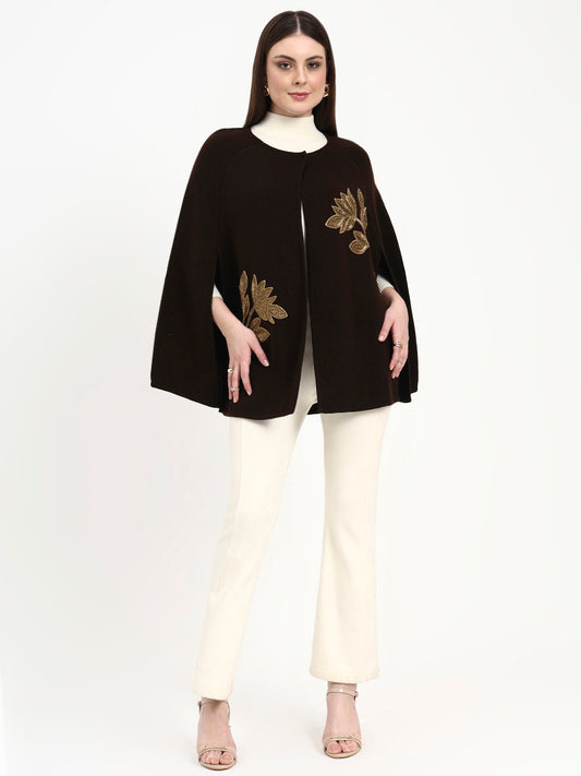 Solenne Gold Embroidered Poncho