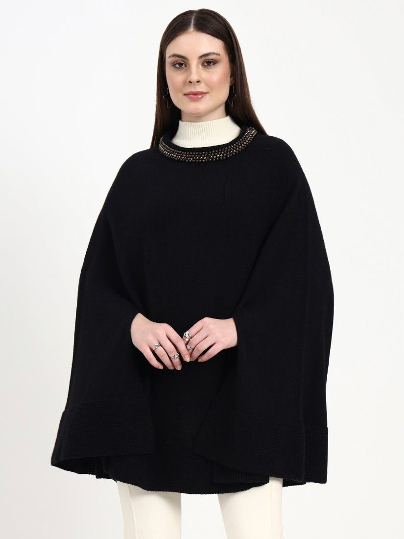Noir Halo Embellished Poncho