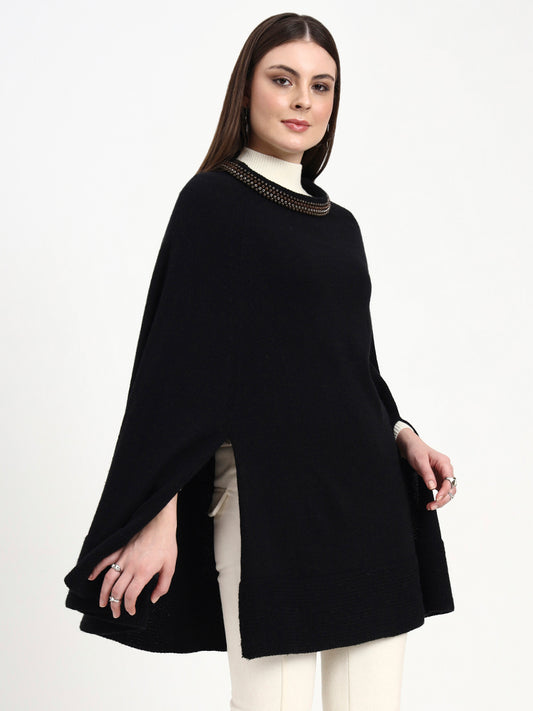 Noir Halo Embellished Poncho