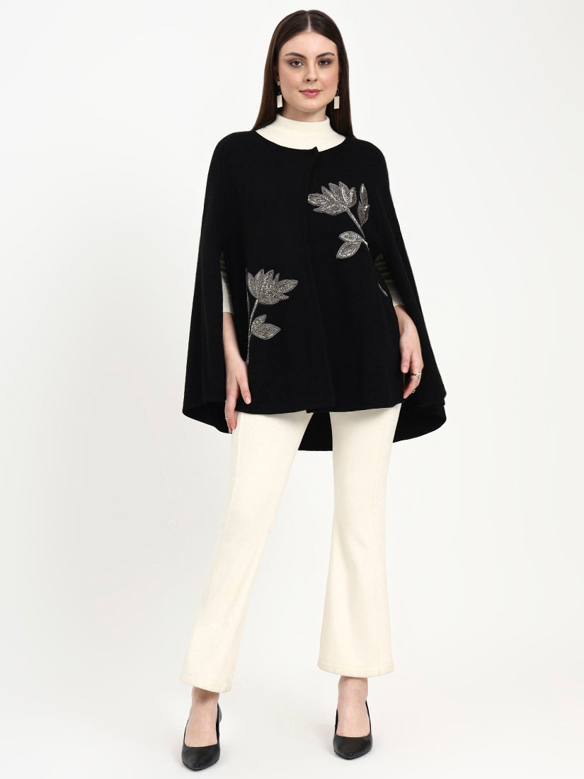 Marcelline Silver Embroidered Poncho