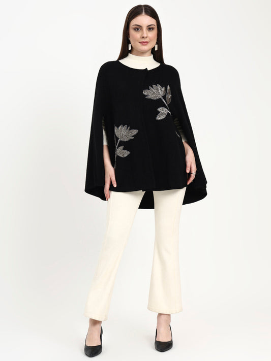 Marcelline Silver Embroidered Poncho
