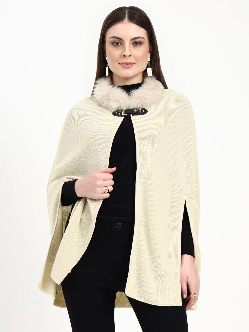 Frost Vale Fur-Collar Poncho