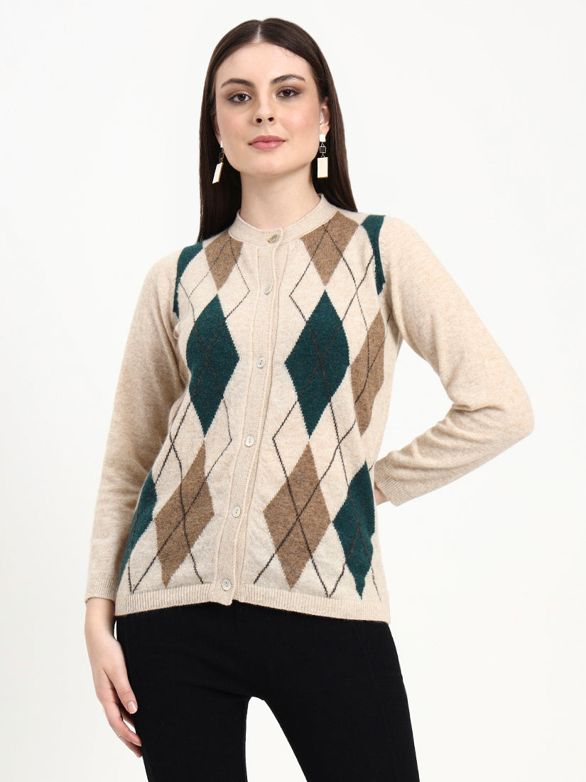 Tonal Diamond Knit Cardigan