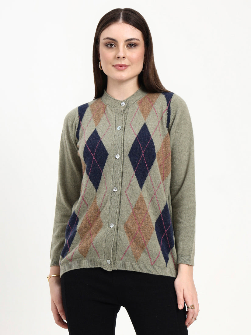 Sage Diamond Knit Cardigan