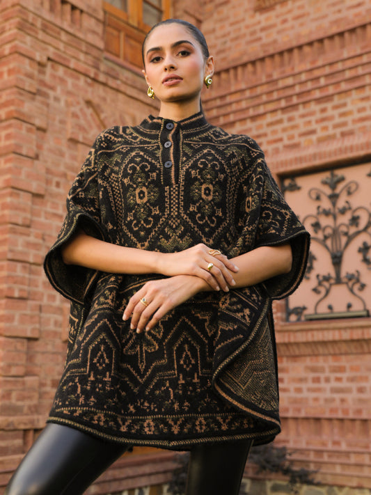 Ebony Tapestry Poncho