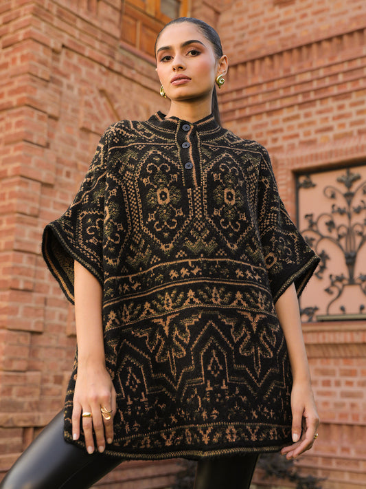 Ebony Tapestry Poncho