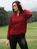 Claret Quarter-Zip Knit Polo