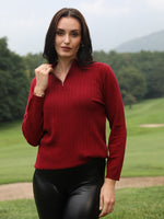 Claret Quarter-Zip Knit Polo