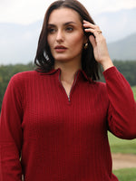 Claret Quarter-Zip Knit Polo