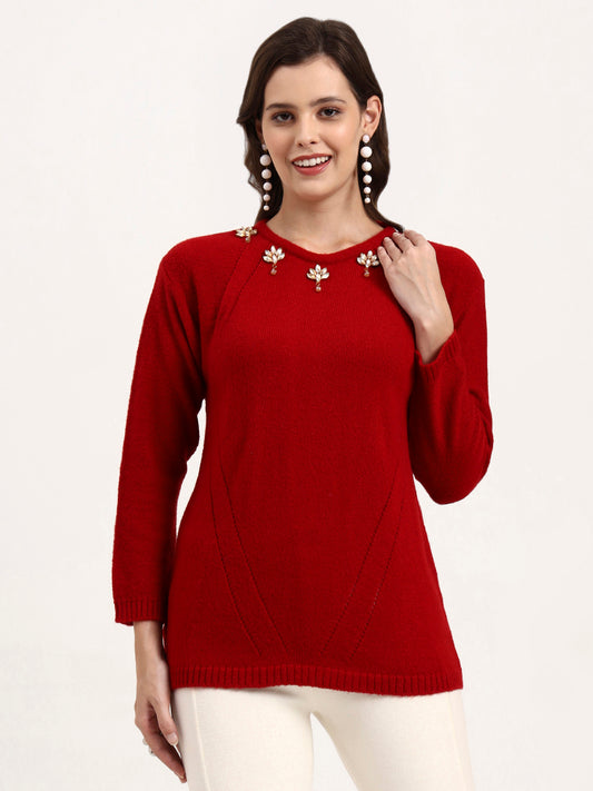 Imperial Garnet Embellished Cardigan