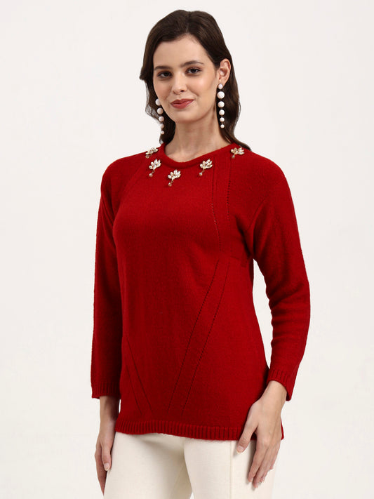 Imperial Garnet Embellished Cardigan