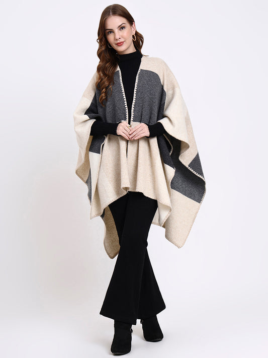 Winter Haze Plaid Cape