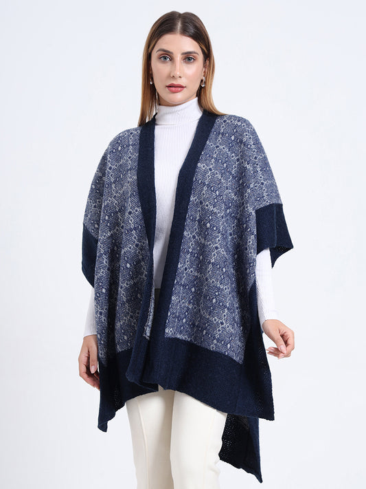 Midnight Lattice Patterned Weave Cape