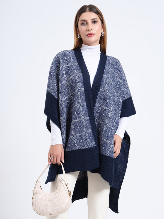 Midnight Lattice Patterned Weave Cape