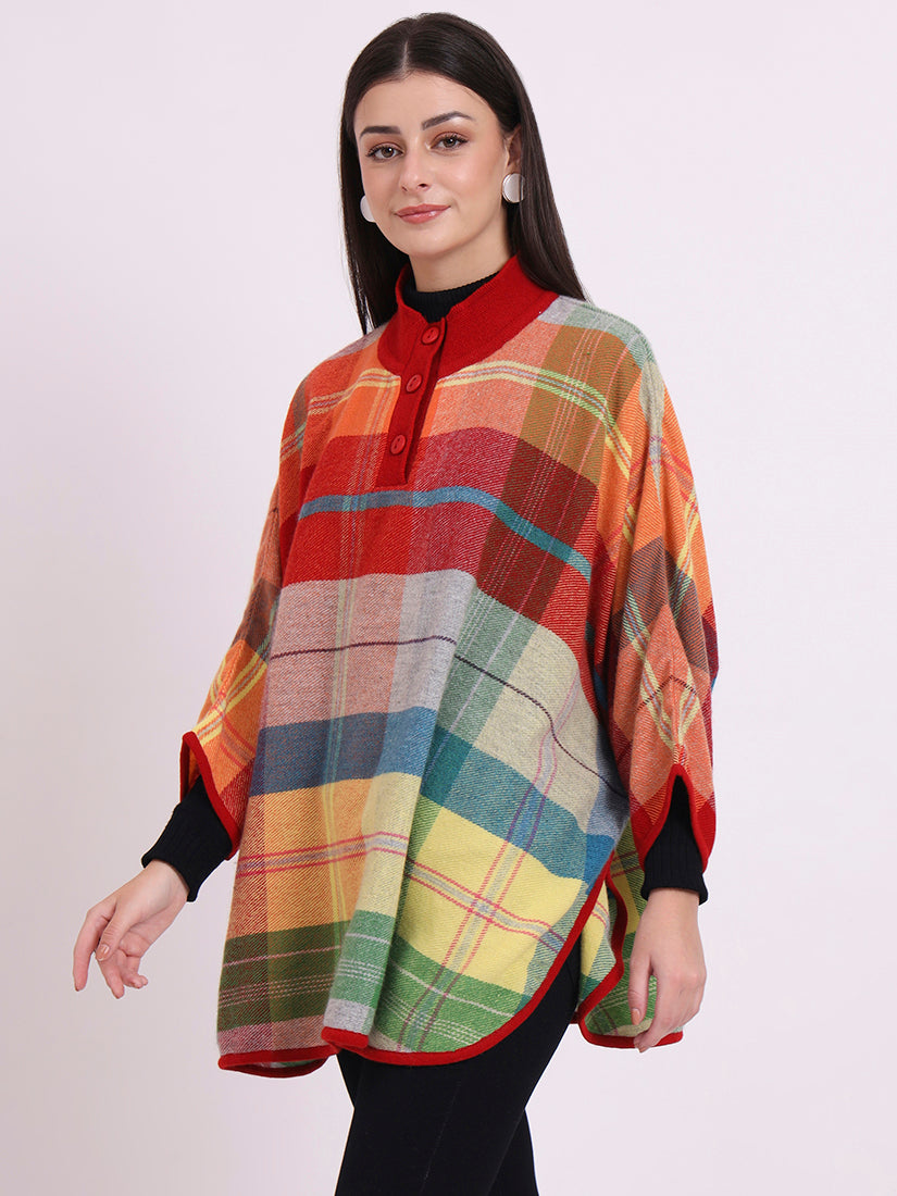 Highland Ember Check Poncho