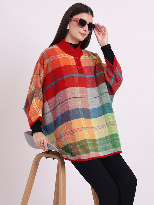 Highland Ember Check Poncho