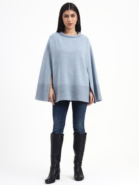 Dusted Blue Felted Poncho
