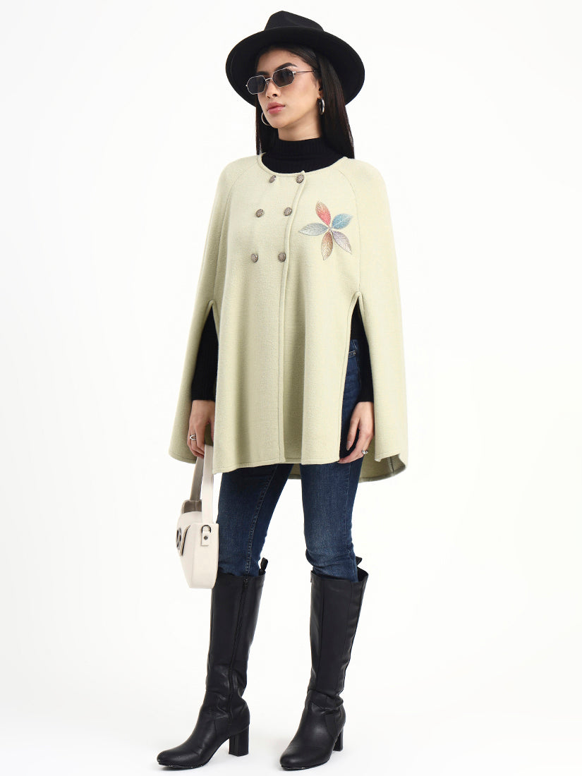 Ecru Bloom Leaf Poncho