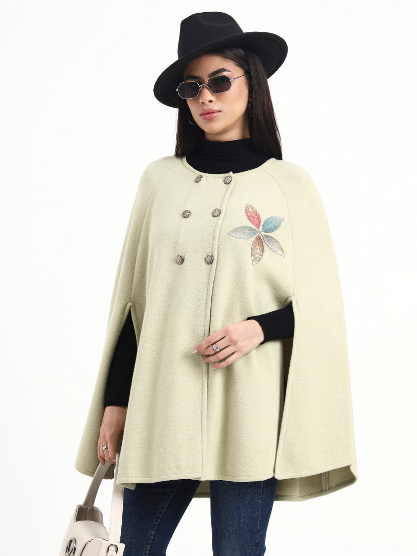 Ecru Bloom Leaf Poncho