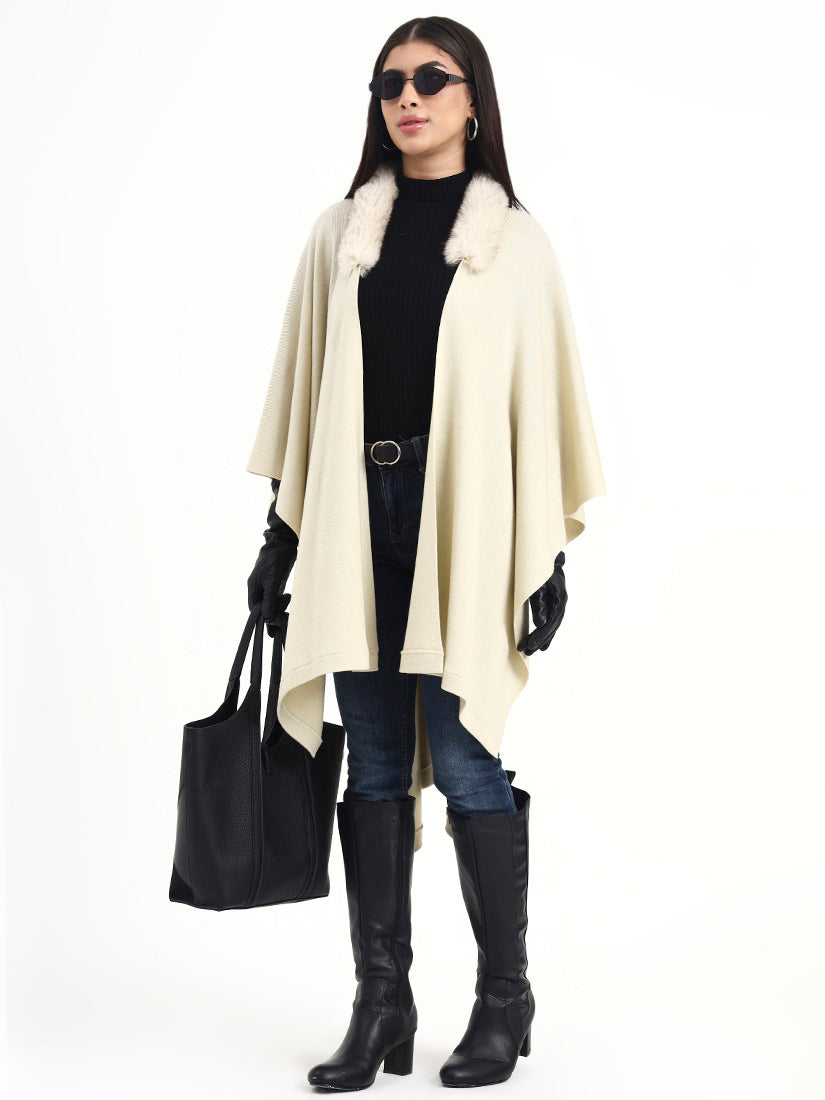 Ivory Frost Fur Collar Cape
