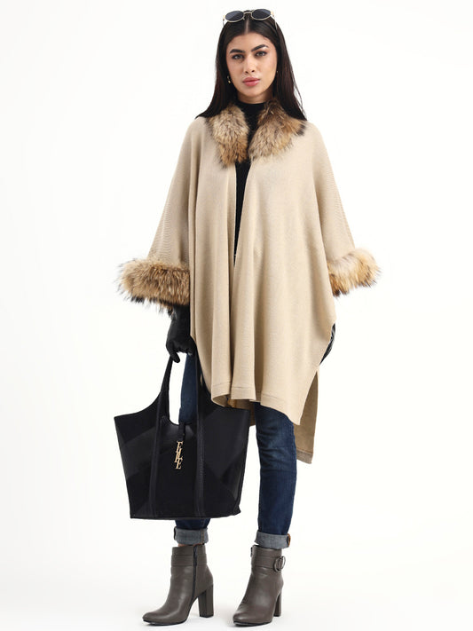 Champagne Dune Fur Accent Cape