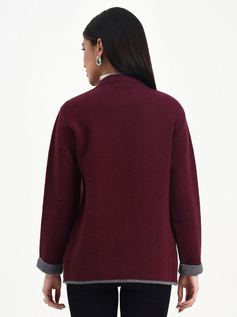 Burgundy Mist Edge Cardigan