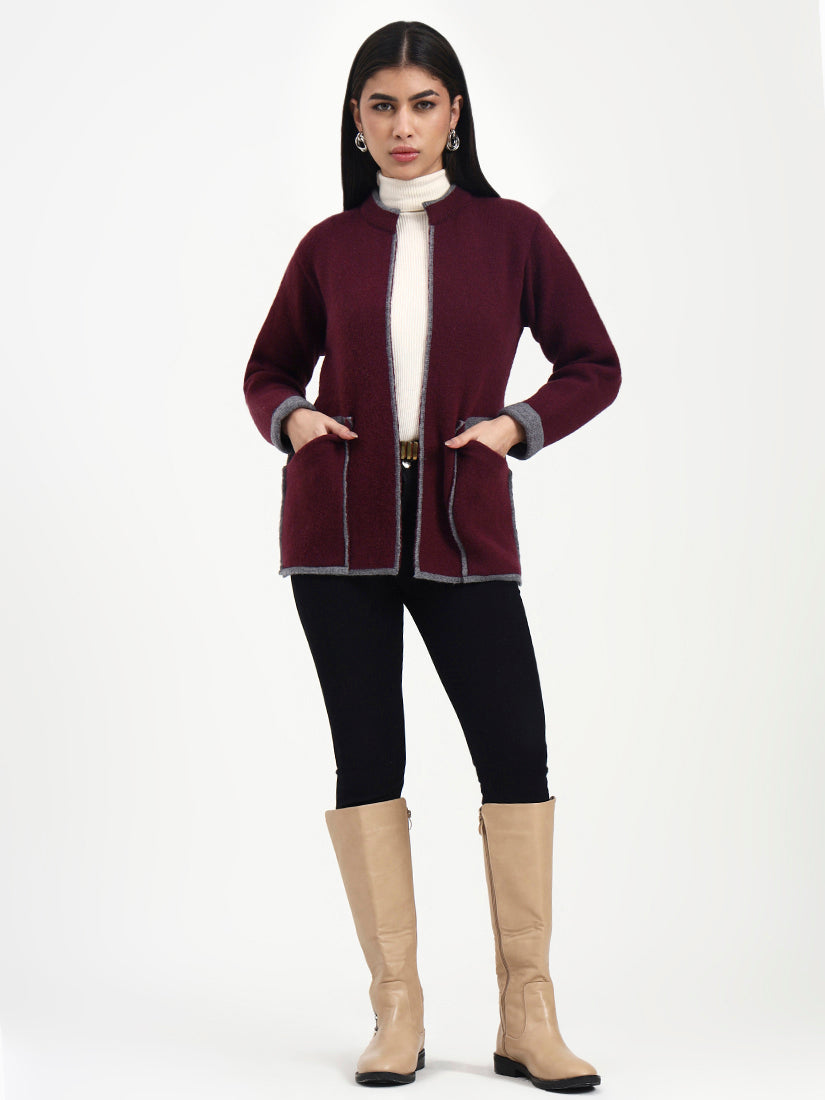 Burgundy Mist Edge Cardigan