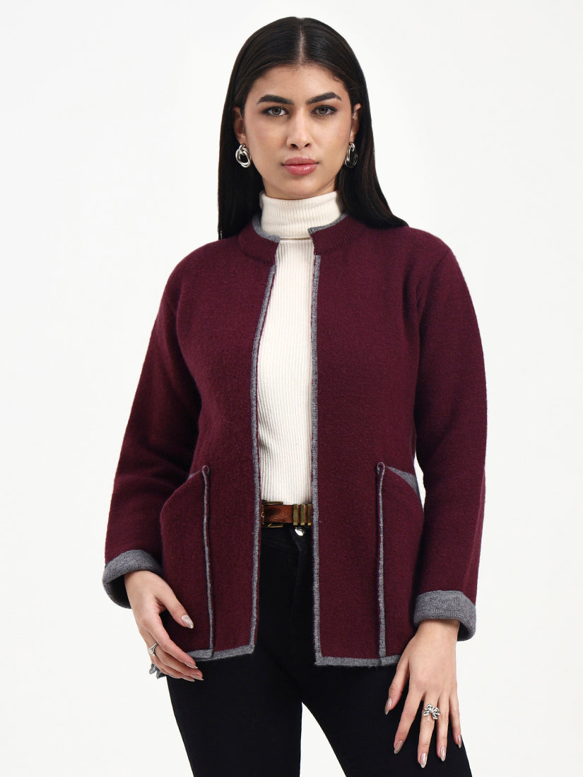 Burgundy Mist Edge Cardigan