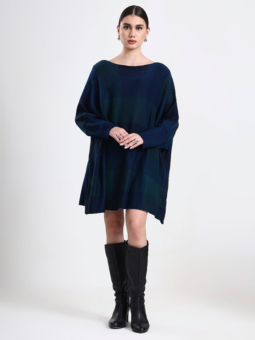 Azzurro — Luxury Check Poncho