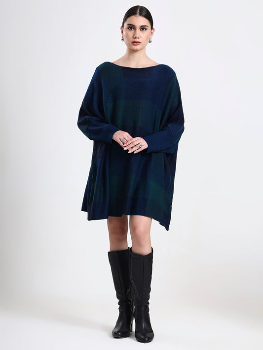 Azzurro — Luxury Check Poncho