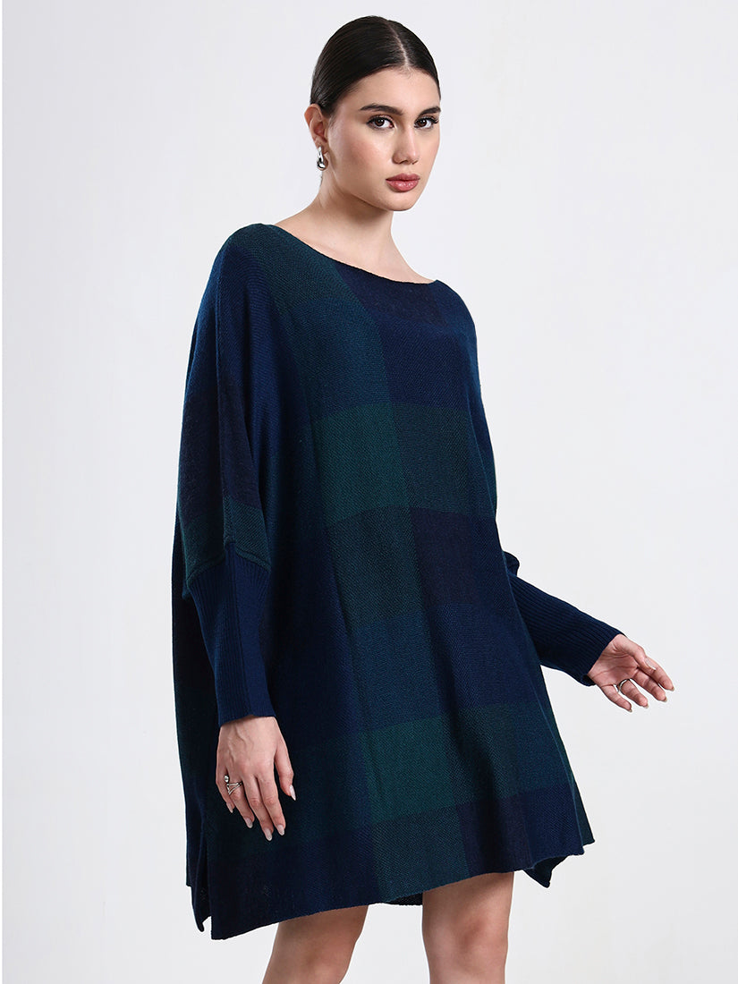 Azzurro — Luxury Check Poncho