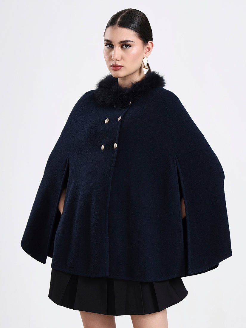 Midnight High Navy Poncho