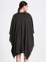 Olive Intarsia Belted Cape