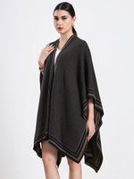 Olive Intarsia Belted Cape