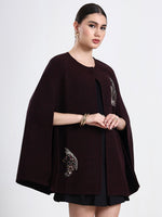 Burgundy Nocturne Embellished Cloak