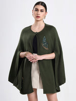 Olive Serenade Embellished Cloak