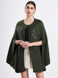 Olive Serenade Embellished Cloak