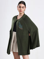 Olive Serenade Embellished Cloak