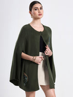 Olive Serenade Embellished Cloak