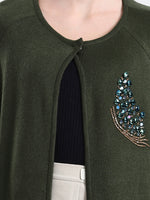 Olive Serenade Embellished Cloak