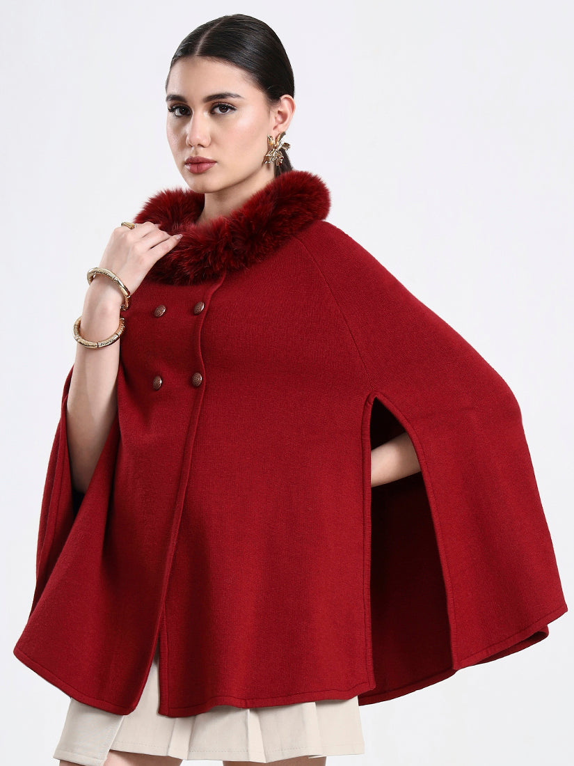 Burgundy Red Poncho