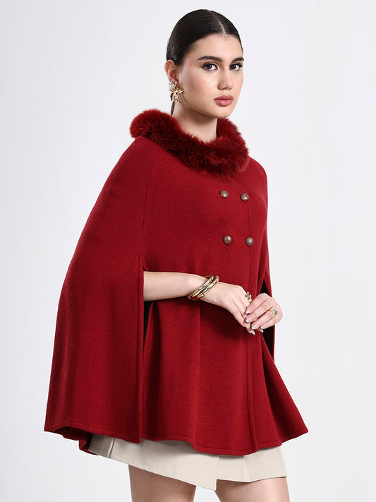 Burgundy Red Poncho