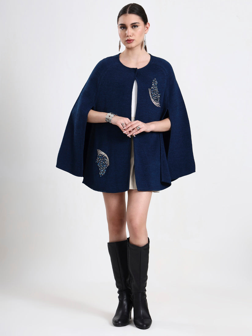 Cobalt Éclat Embellished Cloak